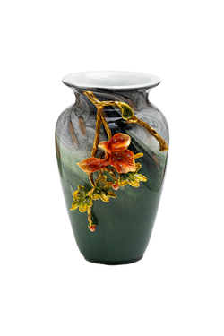 Ваза стеклянная 22x20x31см Garda Decor зеленая с цветком и стразами