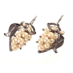 Серьги "Гроздь" жемчуг, скань асс.