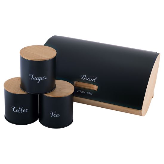 Набор Хлебница с емкостями для хранения Kamille KM 1118 бамбук, нержавеющая сталь