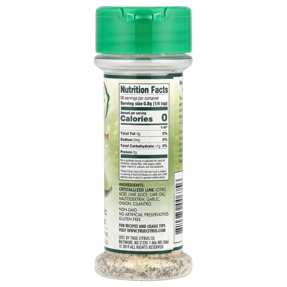 True Citrus, True Lime, кристаллизованный лайм с чесноком и кориандром, без соли, 55 г (1,94 унции)