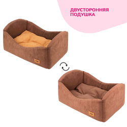 Лежанка-кроватка ZOOEXPRESS "Classic" искусственная замша, коричневая, 50х35х23 см