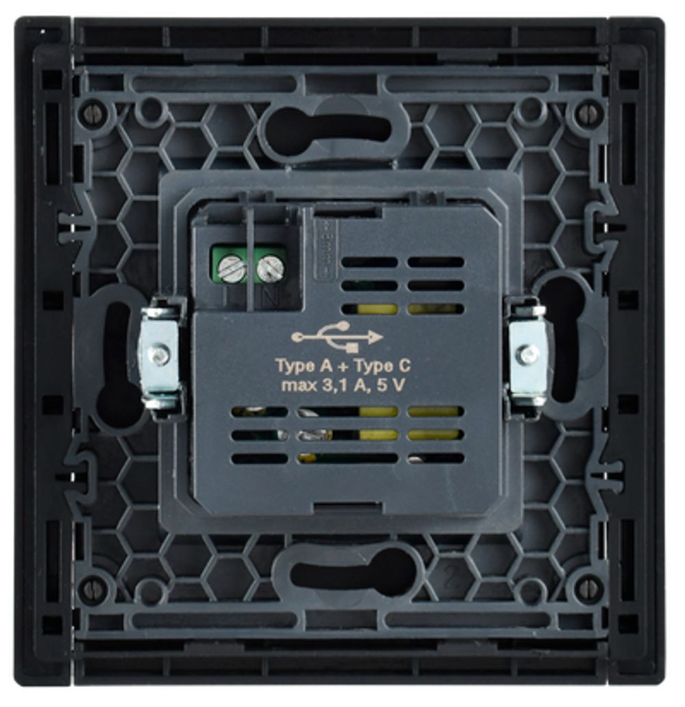 FORTE&PIANO Розетка USB A+C 3,1А FP550 сталь IEK