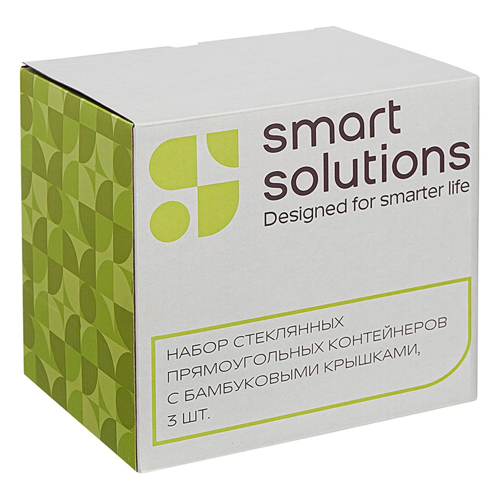 Набор контейнеров для запекания и хранения прямоугольных Eco Store с крышками из бамбука, 3 шт.
