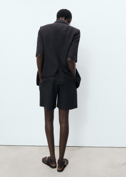 Льняные шорты с поясом-бантом