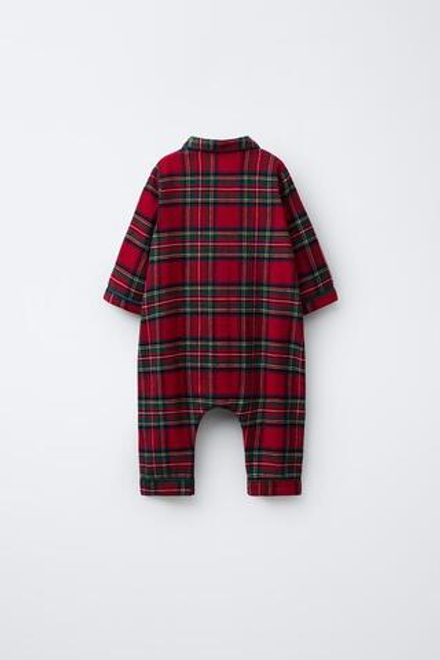 ZARA КОМБИНЕЗОН ИЗ ФЛАНЕЛИ В КЛЕТКУ, КРАСНЫЙ