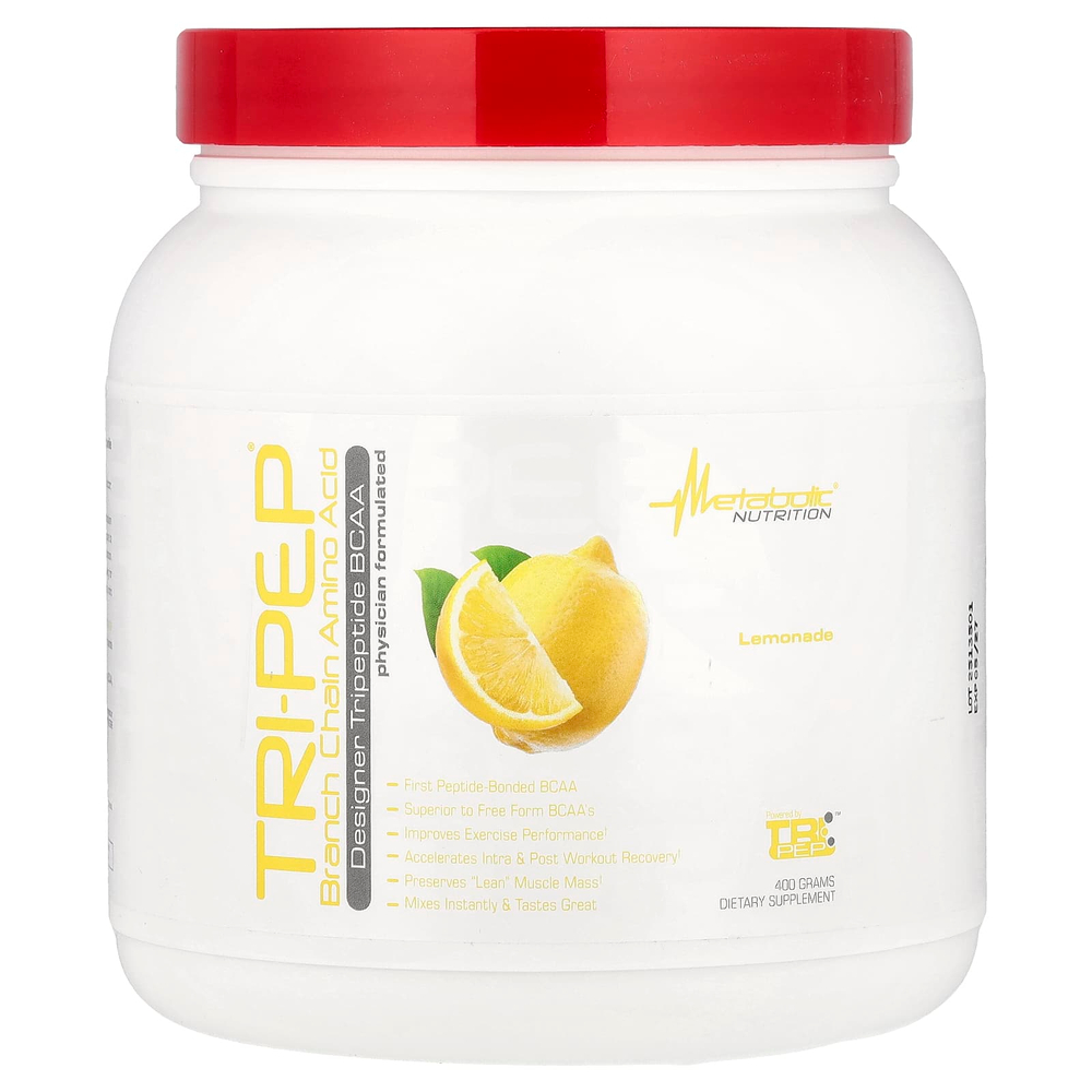 Metabolic Nutrition, Tri-Pep, аминокислота с разветвленной цепью, лимонад, 400 г (14,1 унции)