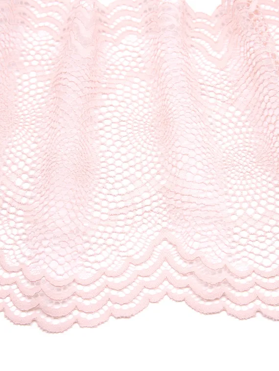 03-261 ОПТ Кружево эластичное 21 см, ажур, пудра/пион