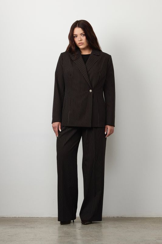 Брюки со стрелками в полоску, черный