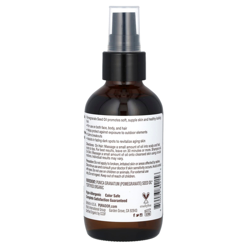 Pura D'or, органическое масло гранатовых косточек, 118 мл (4 жидк. унции)