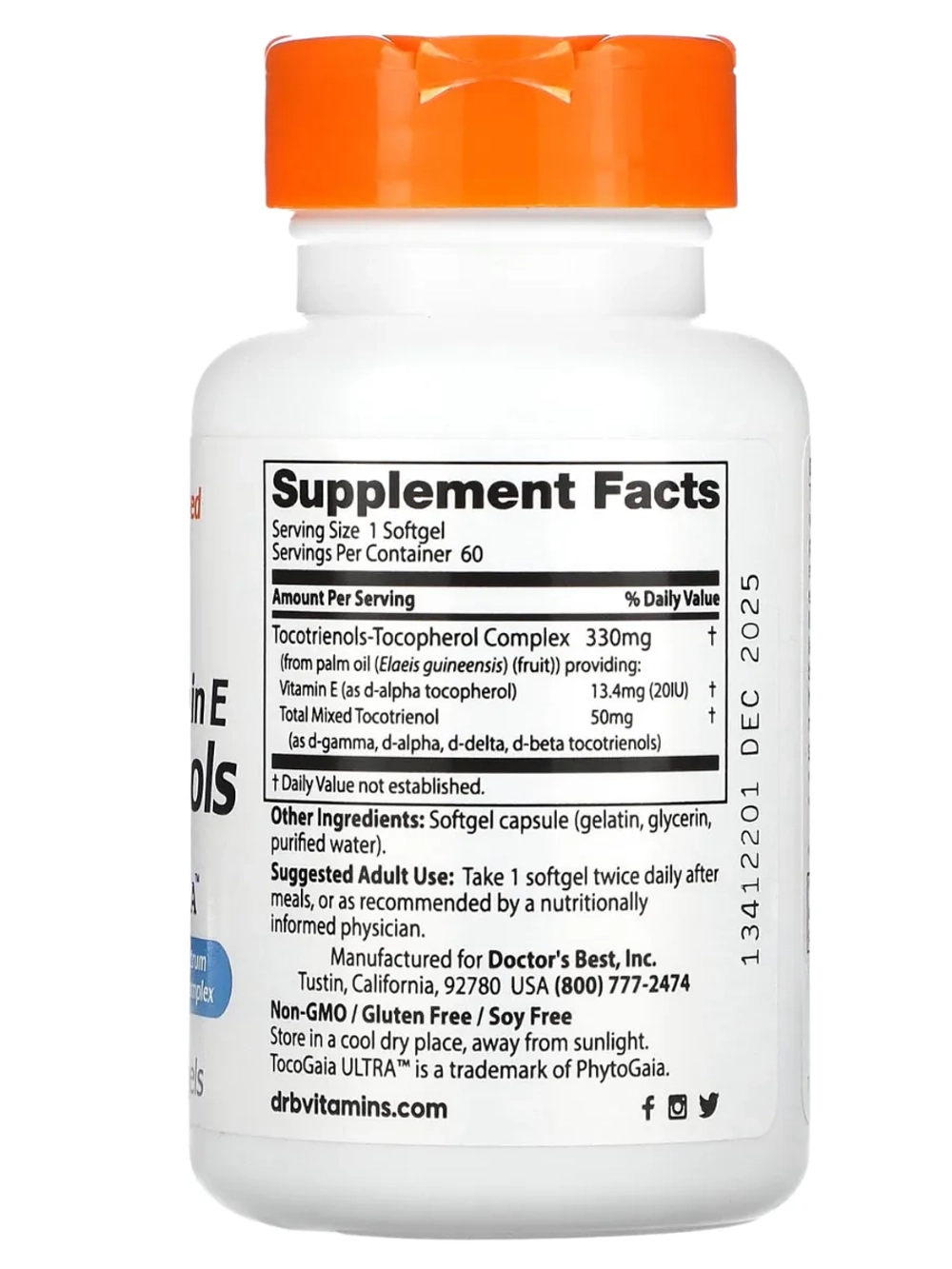 Токотриенолы с витамином E 60 мягких таблеток