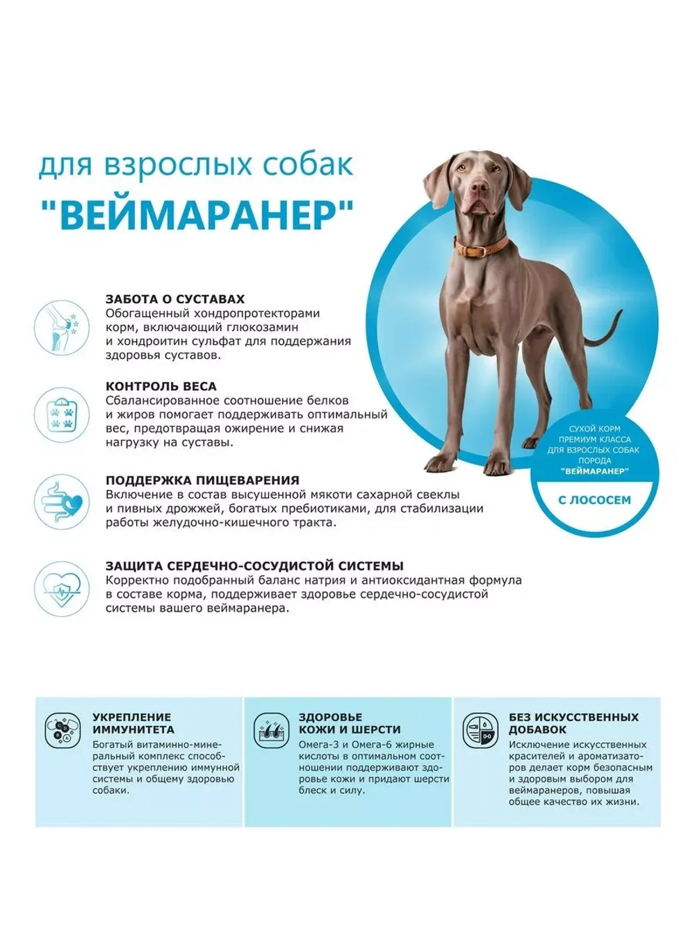 Сухой корм для собак породы Веймаранер, с лососем, 2,5 кг