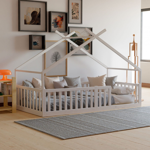 Надстройка к односпальной кровати 90х200 Афина из массива сосны, белая (2 вариант)