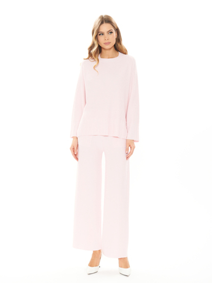 Женский костюм двойка розовый из хлопка и вискозы