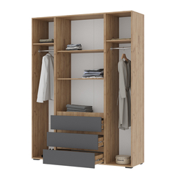 Хелен ШК 05 Шкаф 4-х дверный Крафт золотой / Графит серый