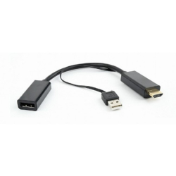 Cablexpert Конвертер HDMI-&gt;DisplayPort  HD19M+USBxHD20F, черный (DSC-HDMI-DP)