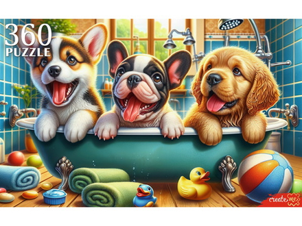 Пазлы 360 элементов 500*340мм. "Щенки в ванной"