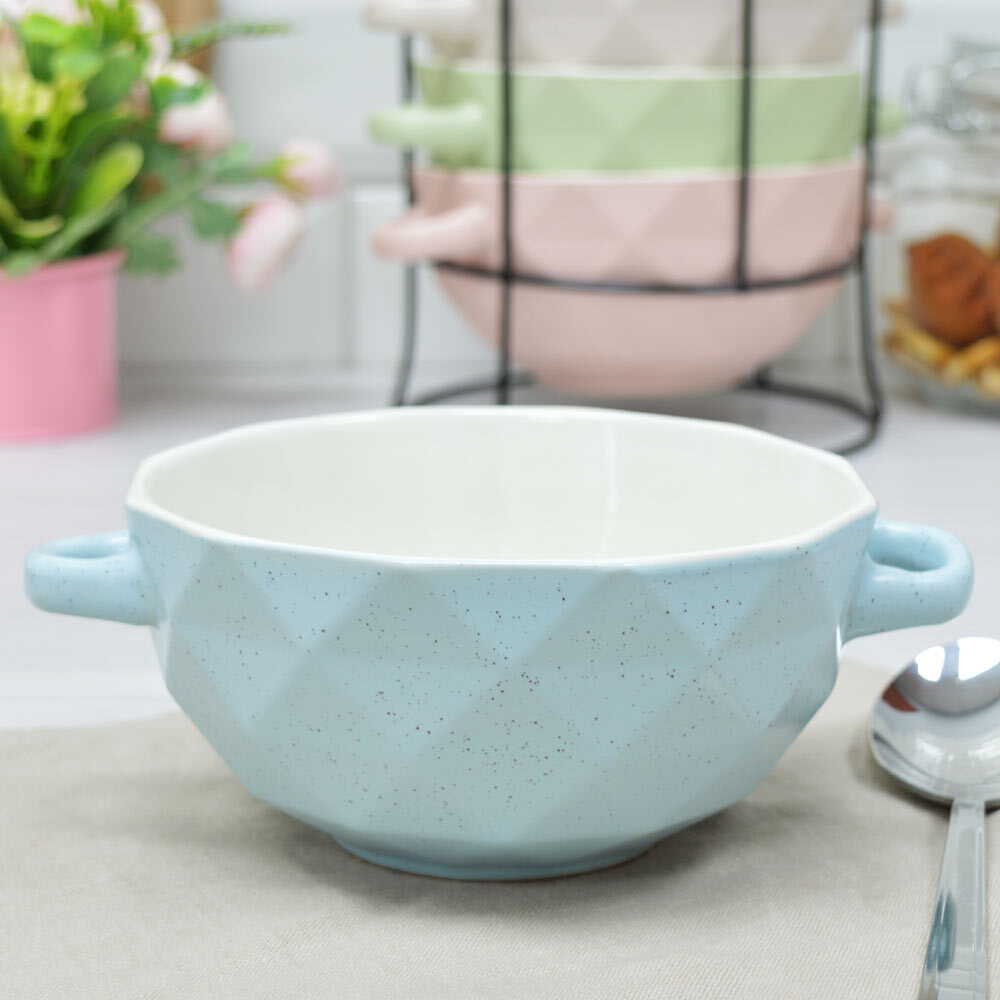 Набор бульонниц 4 предмета 630мл на подставке "Нежный" (93073)