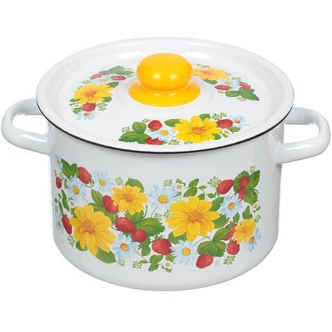 Кастрюля сталь, эмал, 4.5 л, с крыш, СтальЭмаль, 1с17с, с декором, индукц
