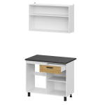 Кухонный гарнитур "Абрау" (1,0 м) белый/дуб золотой/черный