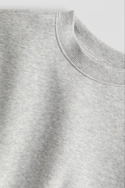 H&M Толстовка оверсайз с круглым вырезом, светло-серый