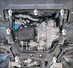 Защита стальная 2 мм; Д;КПП; Exeed RX с 2023 г; Jaecoo J8 с 2024 г MOTODOR.79014