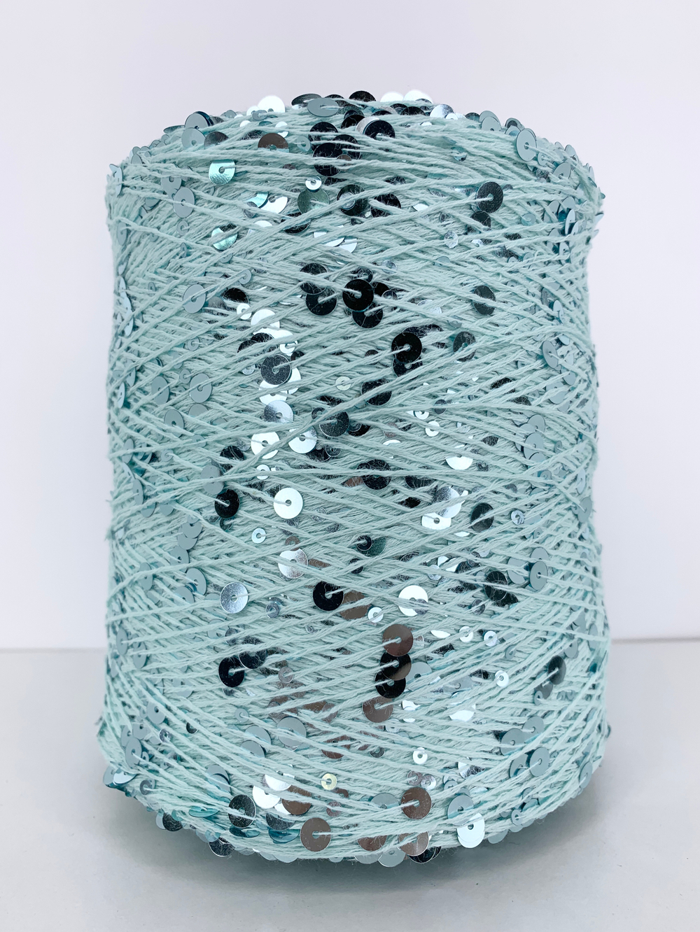 GLAMOUR хлопок, пайетки 240м/100гр цвет: ментоловый, зеркальные ментоловые пайетки. MP