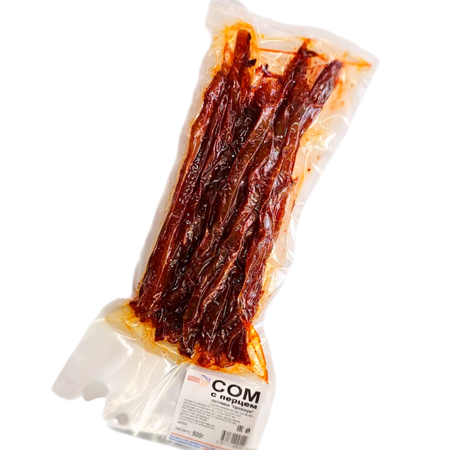 Сом сушеный, с перцем, соломка, в/у 500 г