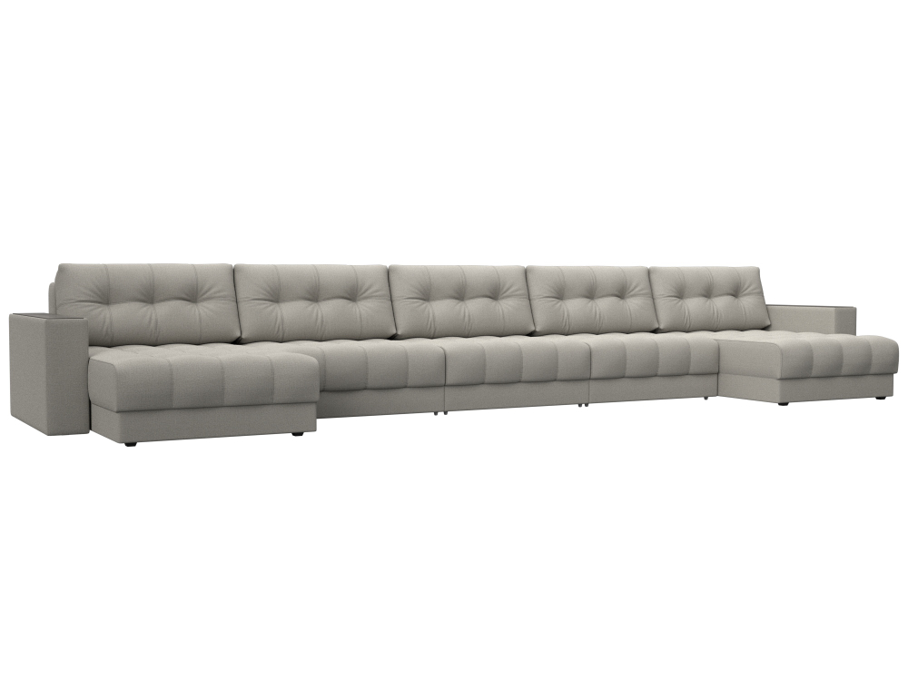 Диван П-образный с декором Лига-049 НПБ Мегалонг, Амур 02 рогожка бежевый