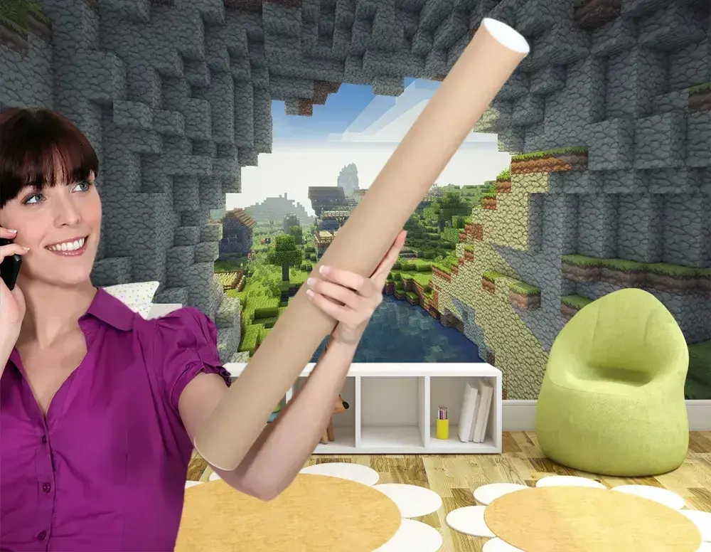 Фотообои флизелиновые 400х230см. на стену. Серия KIDS ARTDELUXE. Мир Майнкрафт. Обои дизайнерские, эксклюзивные для детской комнаты мальчика/девочки.