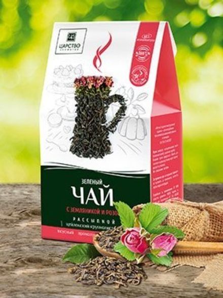 Чай зелёный с земляникой и розой