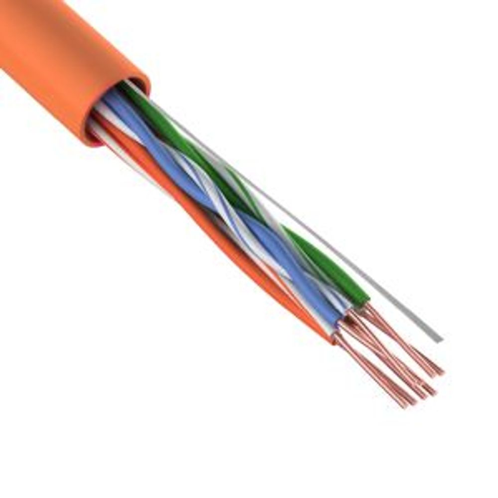 Кабель витая пара U/UTP, CAT 5e, LSZH нг(А)-HF, 4PR, 24AWG, внутренний, однопроволочный, оранжевый,