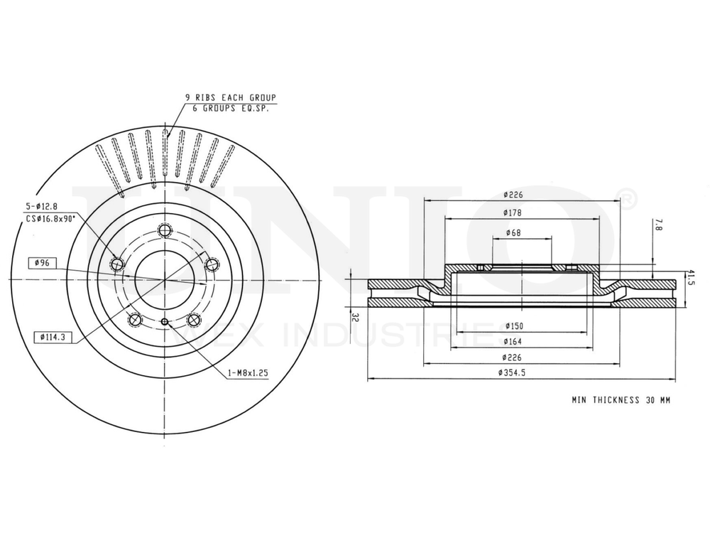 Диск тормозной передний UNIO BRD-20357