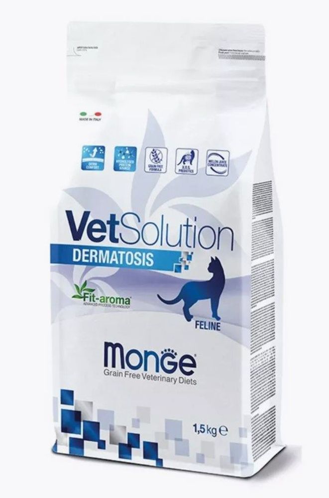 Сухой корм Monge VetSolution Cat Dermatosis для кошек с заболеваниями кожи, пакет 1,5 кг Сухой корм Monge VetSolution Cat Dermatosis для кошек с заболеваниями кожи, пакет 1,5 кг