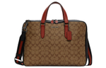 COACH Graham Canvas With Leather Laptop Bag, Crossbody Bag, Briefcase Large Men"s Khaki & Orange