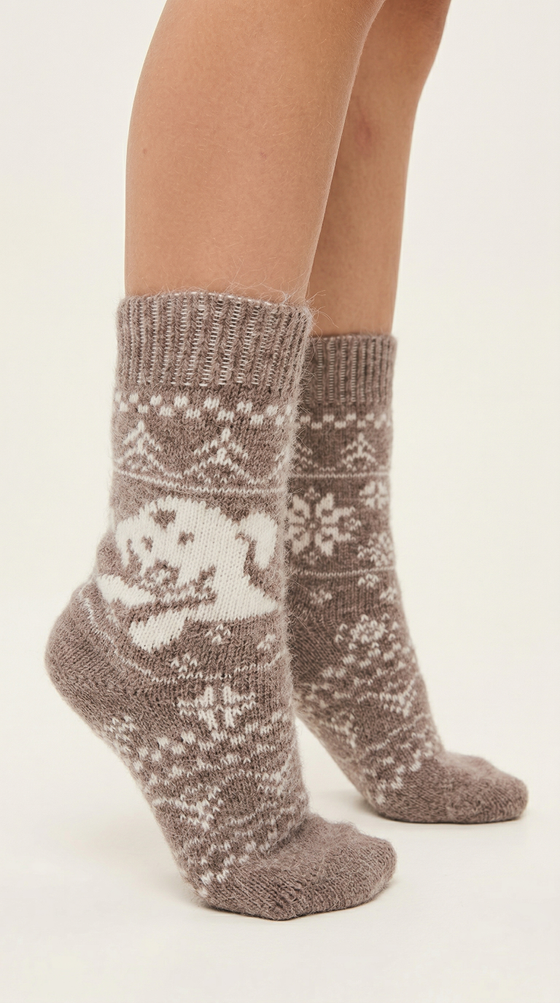 Теплые пуховые носки Н427-13 коричневый