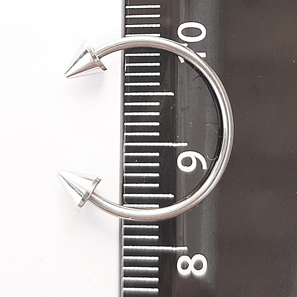 Подковы, полукольца для пирсинга: диаметр 16 мм, толщина 1.2 мм, диаметр конусов 4 мм. Сталь 316L.