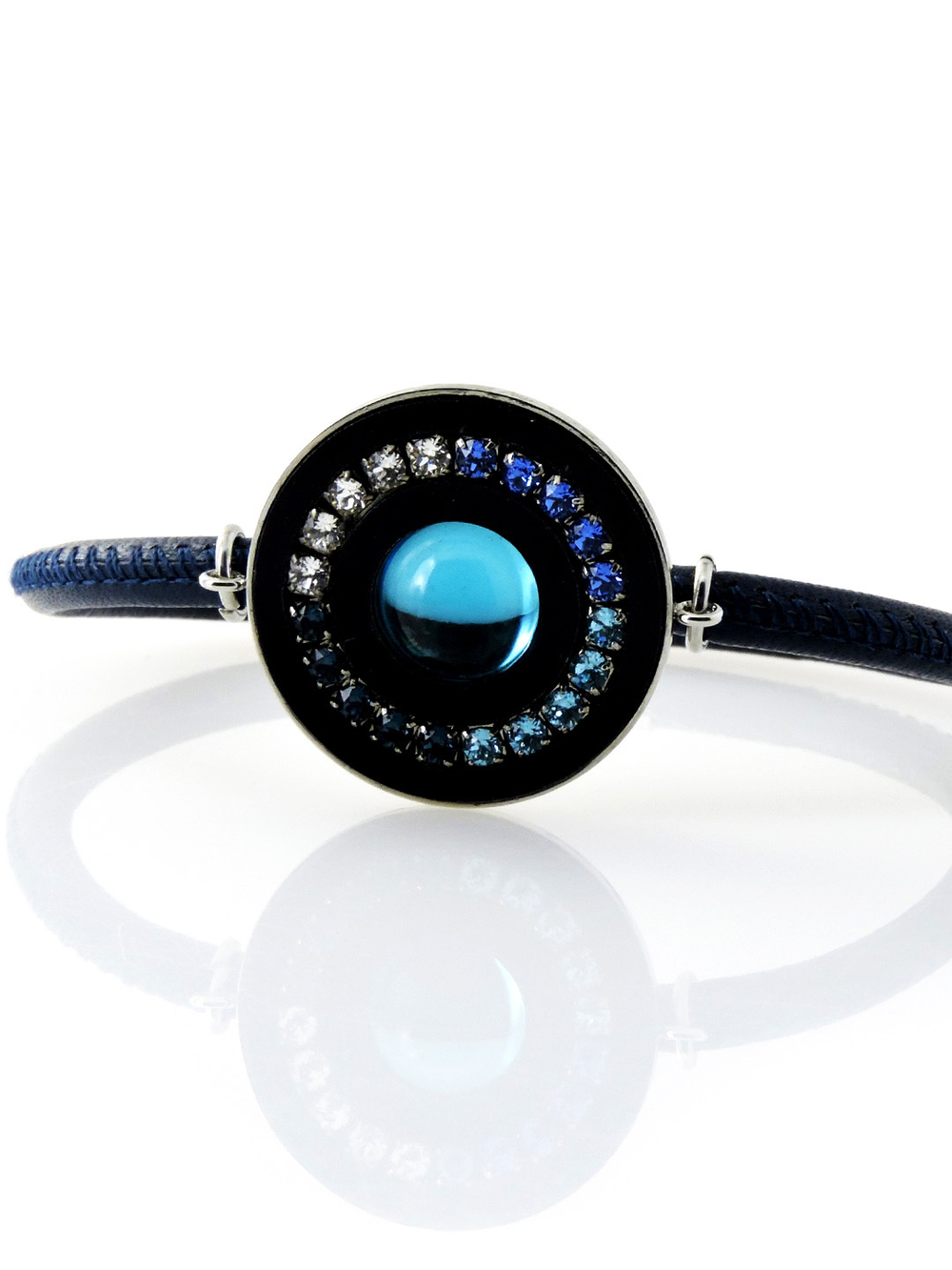 4697 Coeur de Lion темно-синий браслет из кожи с кулоном из кристаллов Сваровски - Parfum.cash