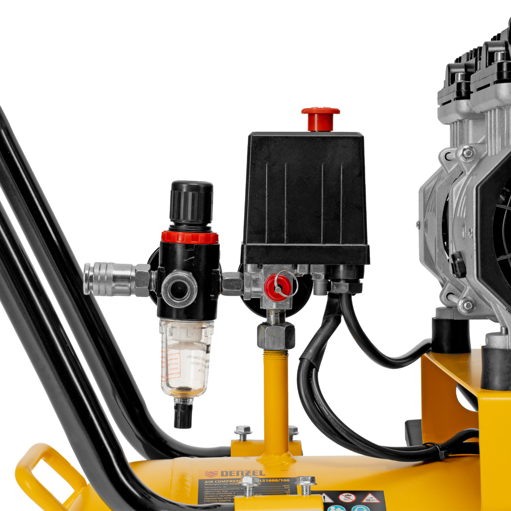 Компрессор безмасляный, малошумный  DLS 2250/100, 2250 Вт, 3x750, 100 л, 410 л/мин блок управления/ Denzel