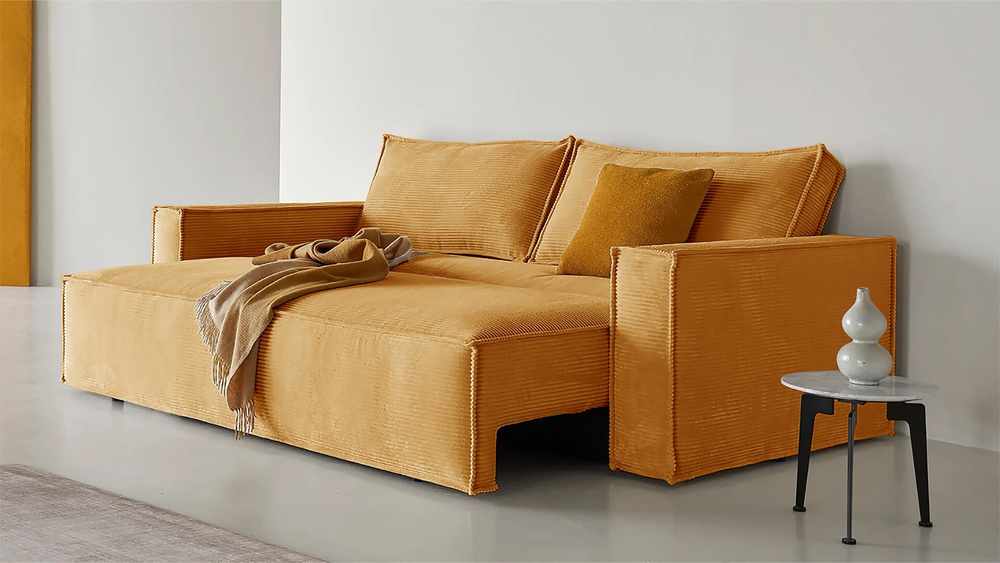 Диван Софт 3 Cilium Umber 240*94*80 см, Желтый Вельвет Еврокнижка Фиеста