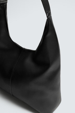 ZARA ОДНОТОННАЯ СУМКА-ШОПЕР, ЧЕРНЫЙ
