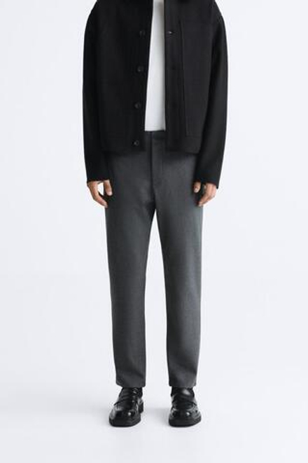 ZARA БРЮКИ КОМФОРТНОЙ ПОСАДКИ ИЗ РЕЛЬЕФНОЙ ТКАНИ, СЕРО-ГРАНАТОВЫЙ