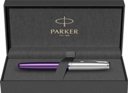 Ручка-роллер Parker Sonnet Essentials Violet SB Steel CT, цвет чернил black, перо: F,  в подарочной упаковке.