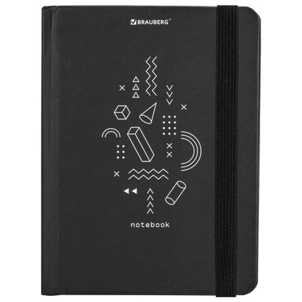 Блокнот с резинкой в клетку 96 л., МАЛЫЙ ФОРМАТ А6 (109х148 мм), твердая обложка, BRAUBERG, "Elements", 113736