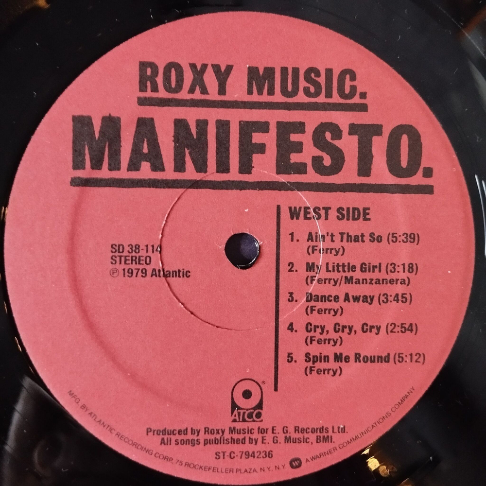 Винтажная виниловая пластинка LP Roxy Music Manifesto (USA 1979) Dance Away