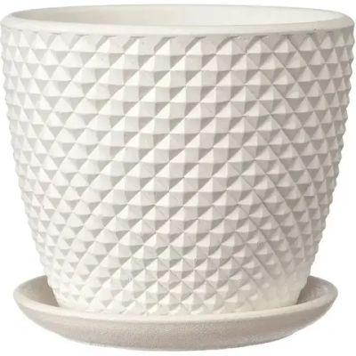 Горшок керамический Грань белый бутон №2