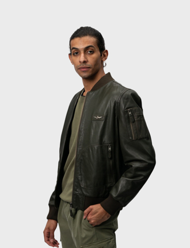 Куртка-бомбер кожаная AERONAUTICA