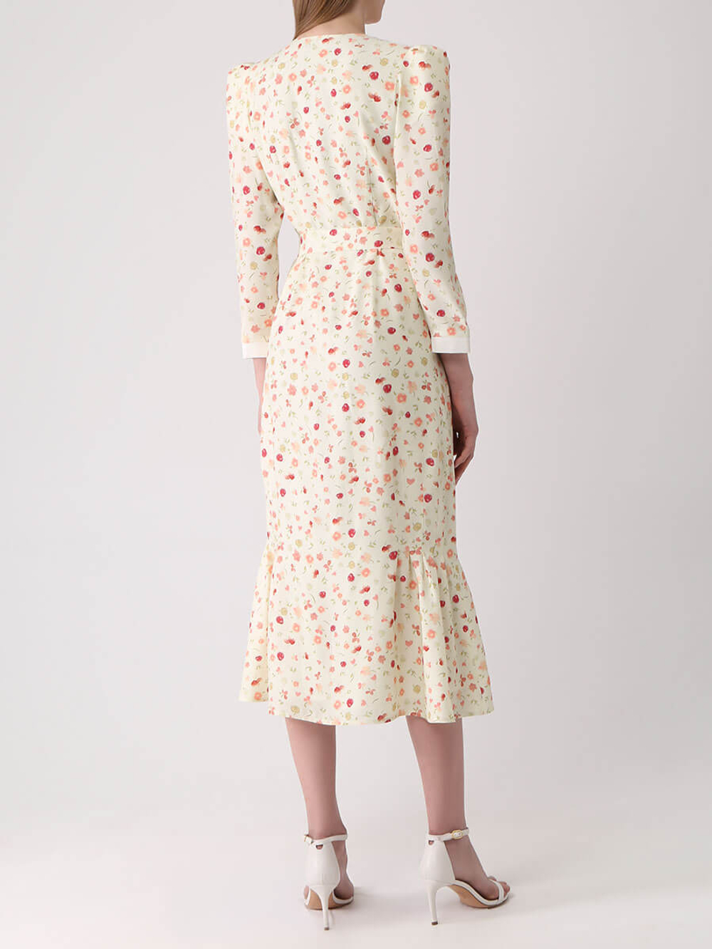 Платье VALENСIA, белое в цветочек с подкладом