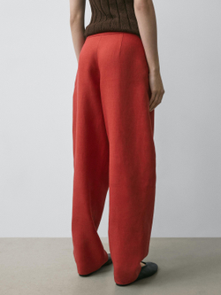 Massimo Dutti Льняные брюки объемного кроя, крсаный