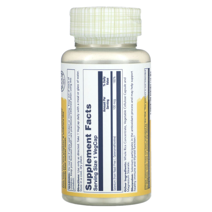 Селен бездрожжевой, yeast-free Selenium 100 mcg, Solaray, 90 вегетарианских капсул 2