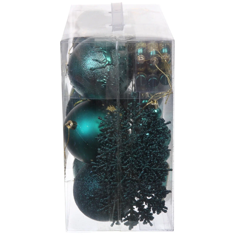 Набор ёлочных украшений «Wish» 6 см + 4 см (53 предмета), Изумруд
